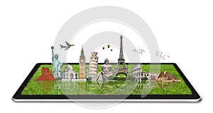 Monuments of the world on a tactile tablet