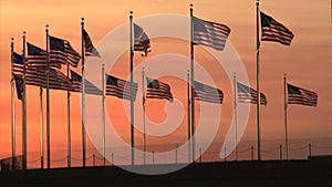 Monumnet flags at sunset