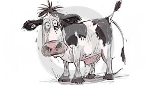 Moo-dy Moments: Frazzled Ink Cartoon Cow