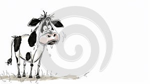 Moo-dy Moments: Frazzled Ink Cartoon Cow