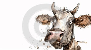 Moo-dy Moments: Frazzled Ink Cartoon Cow