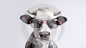 The Moo-stache: A Hipster Cow Rocking Glasses