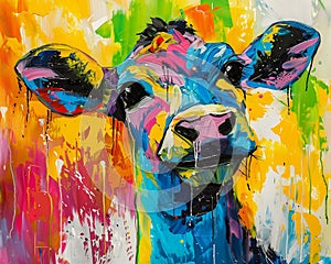 Moo-ving Art: A Playful and Colorful Cow Design for a Deliciousl