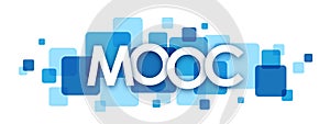 MOOC banner on overlapping blue squares