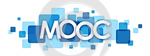 MOOC banner on overlapping colorful squares