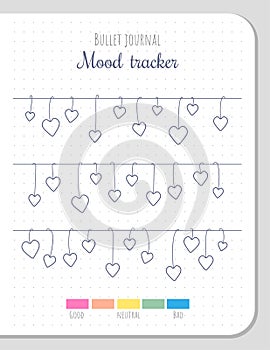 Mood tracker blank template for bullet journal.