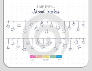 Mood tracker with hanging stars for 31 days of a month. photo