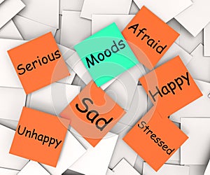 Moods Post-It Note Means Emotions And Feelings photo