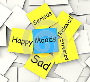 Moods Post-It Note Shows State Of Mind photo