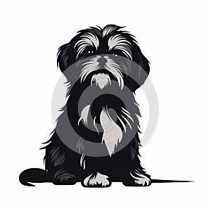 Moody Black And White Shih Tzu Dog Vector Illustration