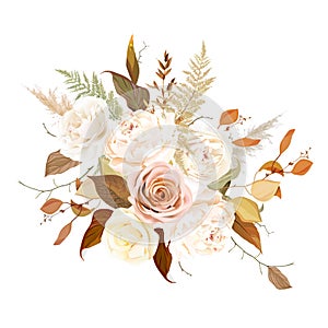 Moody boho chic wedding vector bouquet.