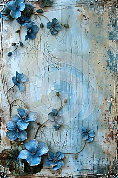 Moody Botanica: A Rustic Fusion of Blue Flowers and Metal Elemen