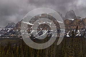Moody Clouds Over Banff Mountains