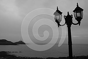 Moody coastal lampposts