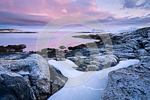 A moody early morning seascape photographed at sunrise