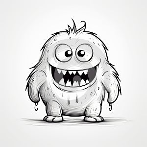Moody Monotone Cartoon Character Monster With Clean And Sharp Inking