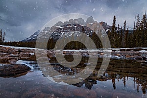 Moody Mountain Reflections In The Winter