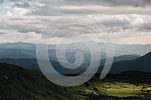 Moody mountains Carpathians tonal perspective sunbeams sunshine nature hiking