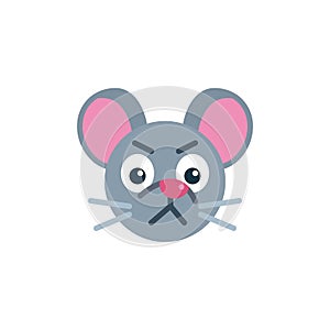 Moody mouse face emoji flat icon