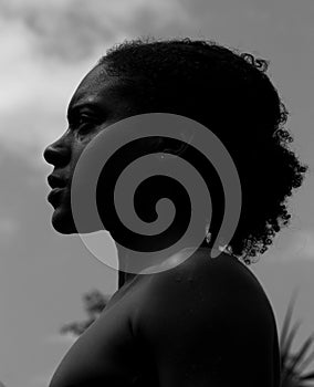 Moody portrait of a beautiful African woman