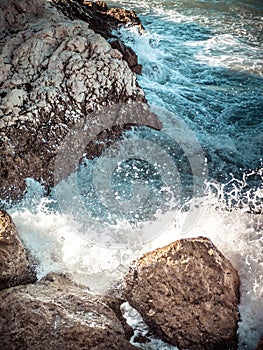 Moody Sea on a sunny Day at old port Vallons des Auffes in Marseille, France