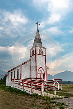 Moody skies over Roman Catholic Mission Church outside Invermere, BC photo