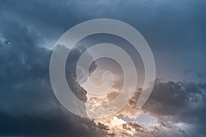 Moody view of dark dramatic storm clouds