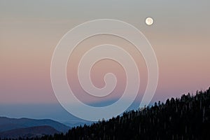 Moon Above Great Smoky Mountains