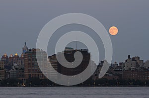 Moon above New York skyline