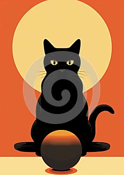 Moon animal black night halloween illustration cat