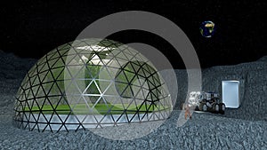 Moon base space 3d illustration