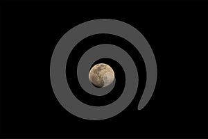 A moon with a blank black sky