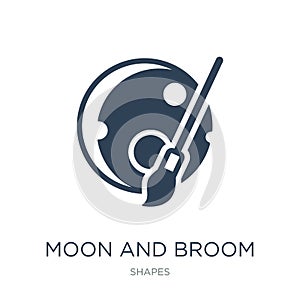 moon and broom icon in trendy design style. moon and broom icon isolated on white background. moon and broom vector icon simple