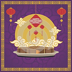 Moon Cake celebration banner vector illustration for mid autumn festival banner