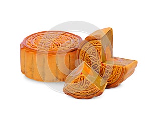 Moon cake isolated on white