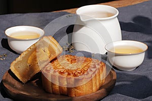 Moon cake and tea for mid-autumn festival