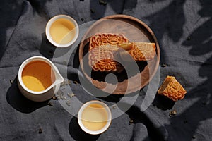 Moon cake and tea for mid-autumn festival