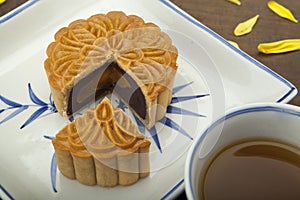 Moon cake traditional cake of Vietnamese - Chinese mid autumn festival food