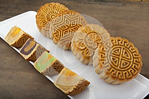 Moon cake traditional cake of Vietnamese - Chinese mid autumn festival food