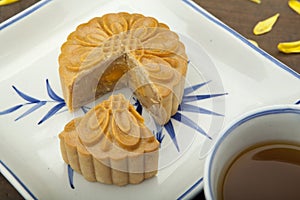 Moon cake traditional cake of Vietnamese - Chinese mid autumn festival food