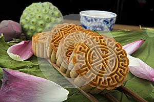 Moon cake traditional cake of Vietnamese - Chinese mid autumn festival food