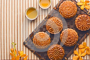 Moon cake of Vietnamese Chinese mid autumn festival food