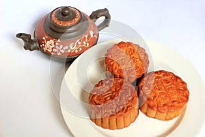 Moon cakes with Chinese teapot