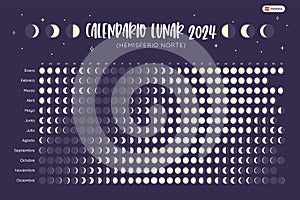 2024 Moon Calendar Northern Hemisphere - SPANISH photo