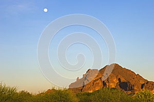 Moon and Camelback Mountain