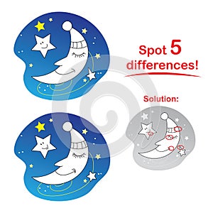 Moon cartoon: Spot 5 differences!