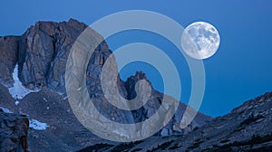 The moon casts an ethereal hue over the rugged landscape beckoning climbers toward the summit in the stillness of the