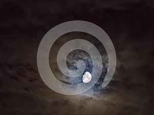 Moon and cloud with copy space