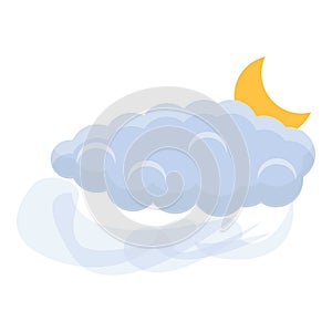 Moon cloud icon, cartoon style