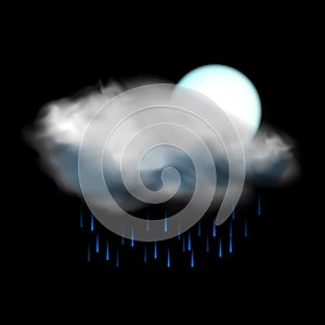 Moon and cloud and rain weather icon